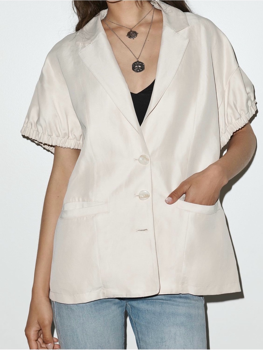 NWT Anthropologie Maeve Puff Sleeve Blazer in Sandshell - Size XL Petite